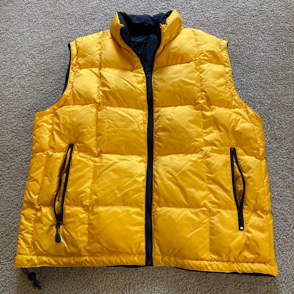 Gap 2 Sided Puffer Vest Size L Large Yellow / Black Down Insulation
